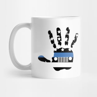 Jeep Police Blue Line Flag Hand Palm, Funny Vintage Design US Flag Mug